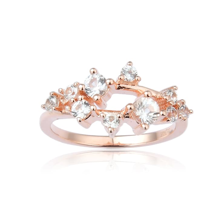 White Sapphire 14K Rose Gold Over Sterling Silver Cluster Ring