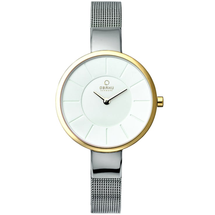 Obaku Women's Classic White Dial Stainless Steel Mesh Band Watch