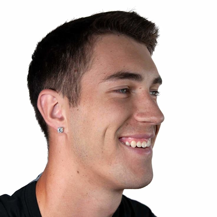 White Cubic Zirconia 14k White Gold Studs With Velvet Gift Box 4ctw