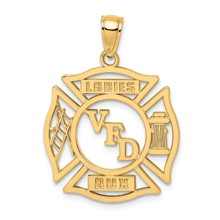 14k Yellow Gold VFD Ladies AUX Shield pendant