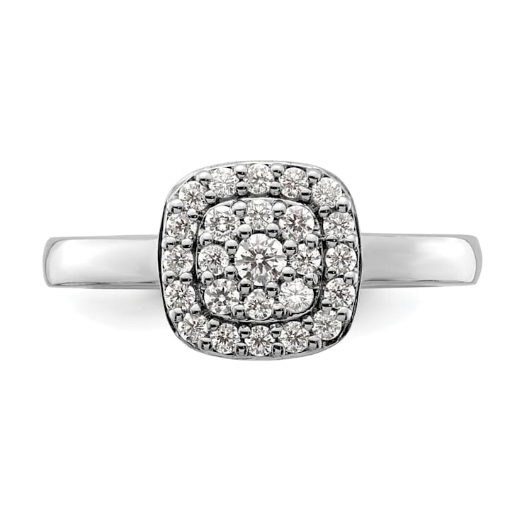 Rhodium Over 14K White Gold Lab Grown Diamond SI1/SI2, G H I, Squared
Halo Ring