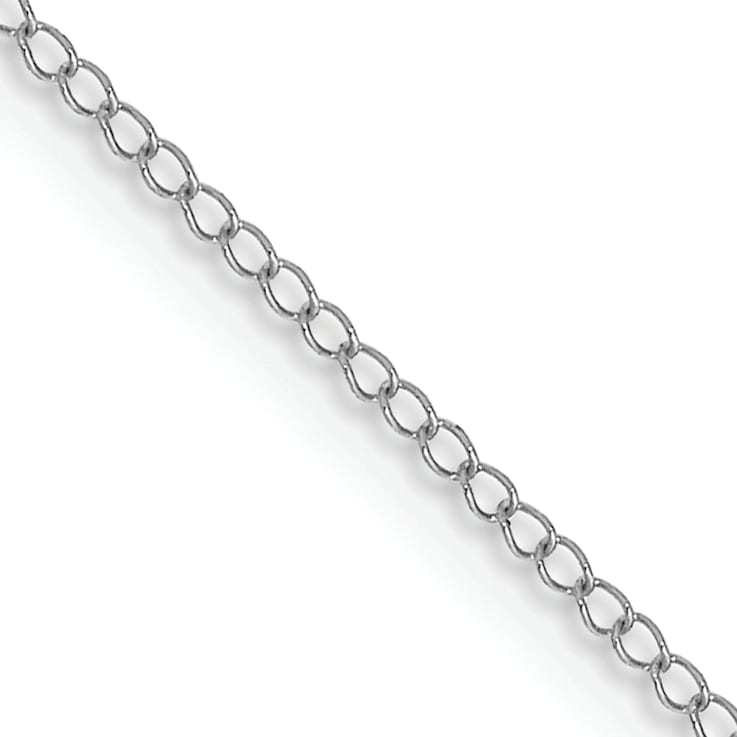 Rhodium Over 14k White Gold 0.5mm Solid Curb 16 Inch Chain