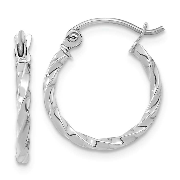 Twist Hoop Earrings In 10K White Gold