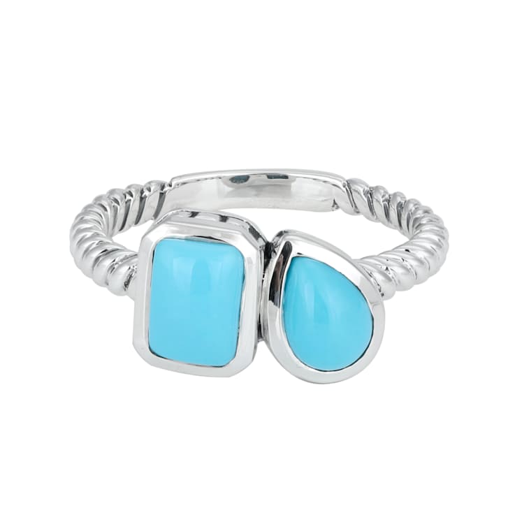 Turquoise Two-Stone Ring In Sterling Silver