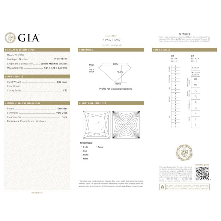 3.02ct Natural White Diamond Princess Cut, I Color, VS2 Clarity, GIA Certified