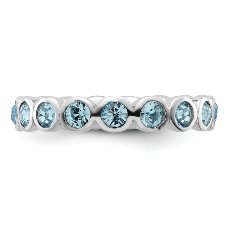 Sterling Silver Stackable Expressions Blue Crystal Ring