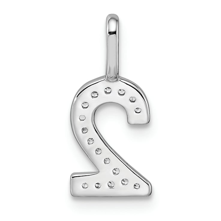 Rhodium Over 14k White Gold Diamond Number 2 Pendant