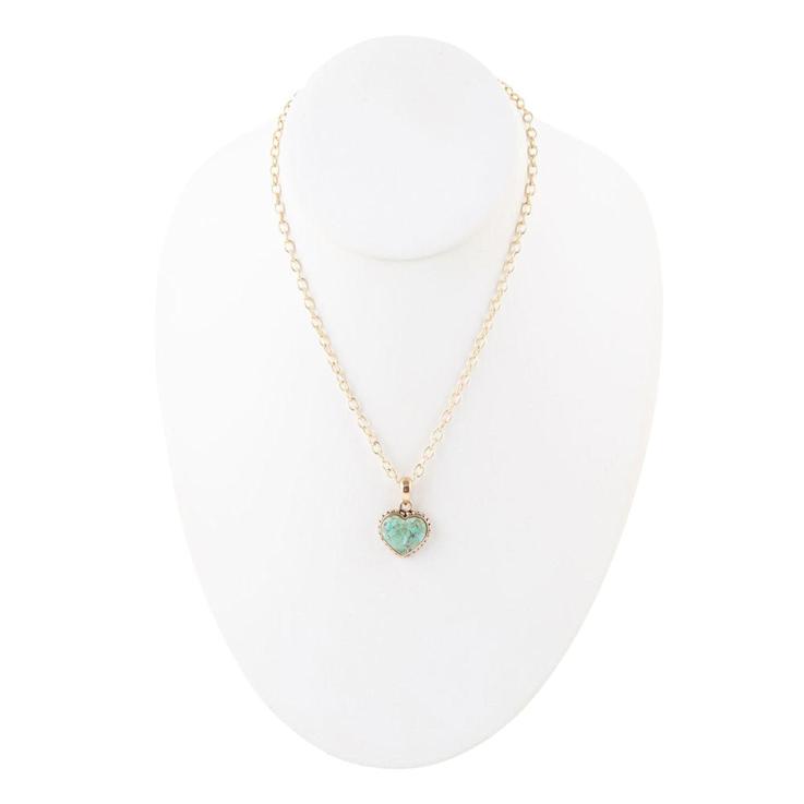 Barse Turquoise Heart Pendant Necklace In Bronze