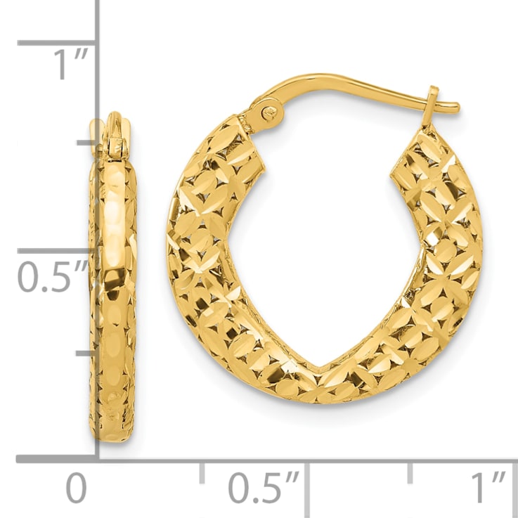 14K Yellow Gold Diamond-cut Hoop Earrings - 16H7QA