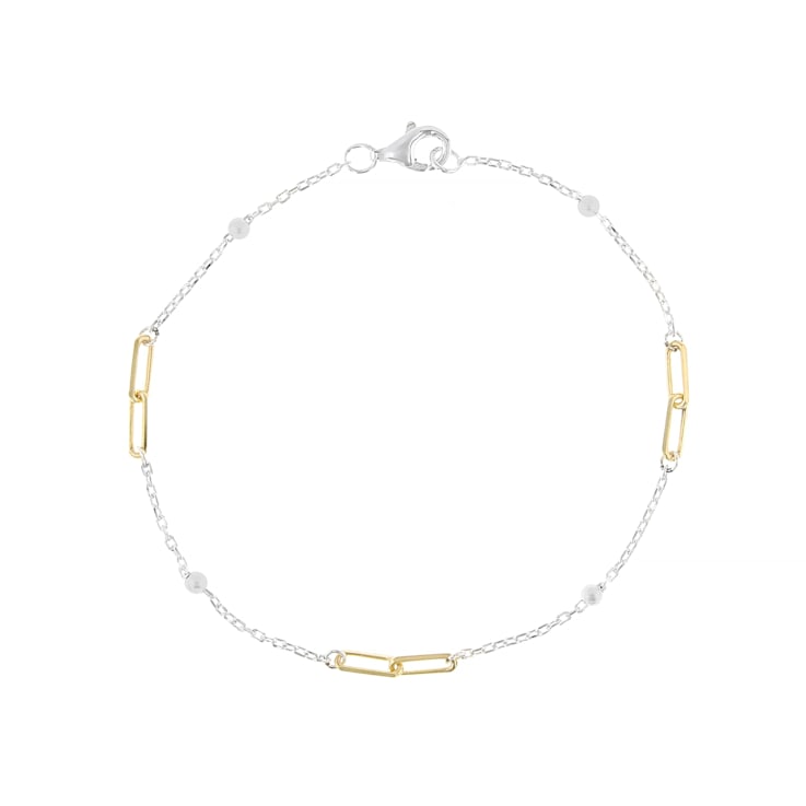 Two-Tone Paperclip Station Necklace And Bracelet Set In Sterling Silver
With 18K Gold Over Sterling Silver