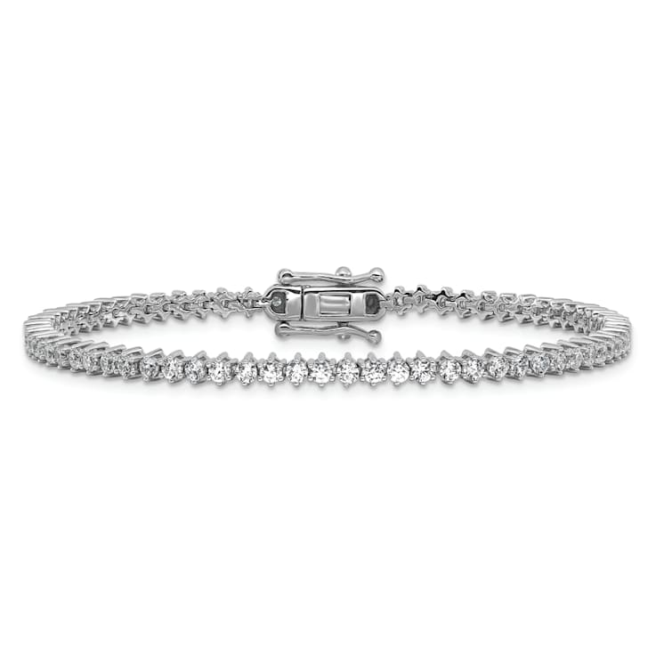 Rhodium Over Sterling Silver Polished Cubic Zirconia Tennis Bracelet