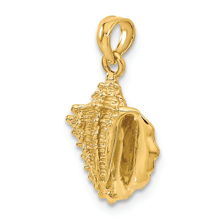 14k Yellow Gold Solid Textured Conch Shell Pendant