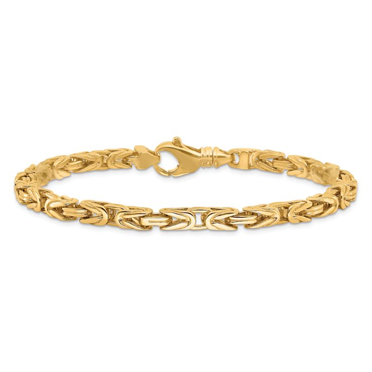 14k Yellow Gold 4.9mm Hand-Polished Byzantine Link Bracelet