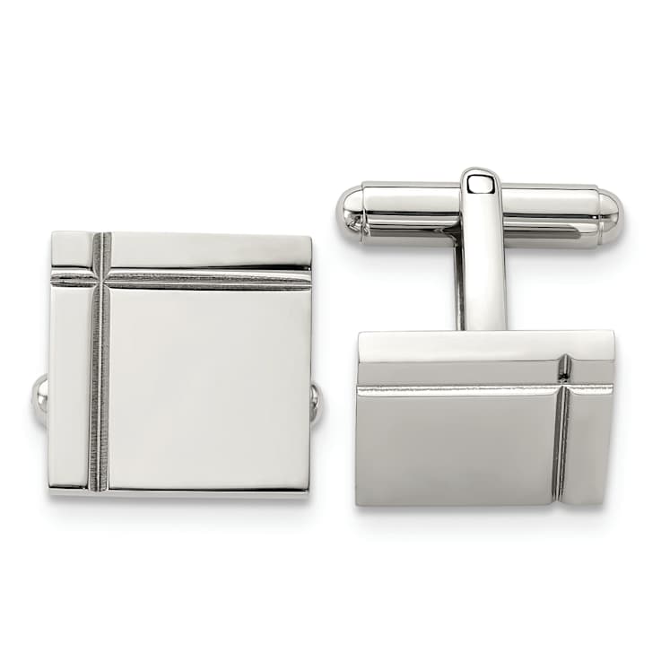 Stainless Steel Polished Square Cuff Links