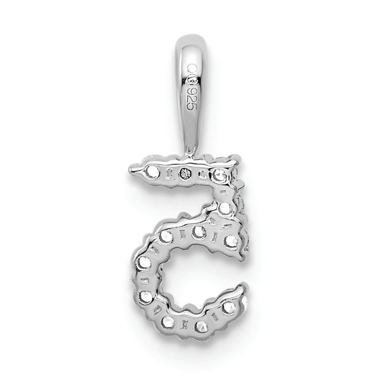 Rhodium Over 14k White Gold Diamond Number 5 Pendant