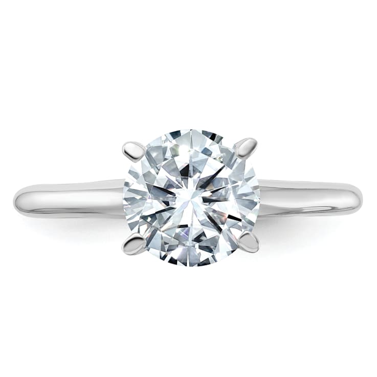 Rhodium Over 14K White Gold 1 3/4 ct. D E F Pure Light Round Moissanite
Solitaire Ring
