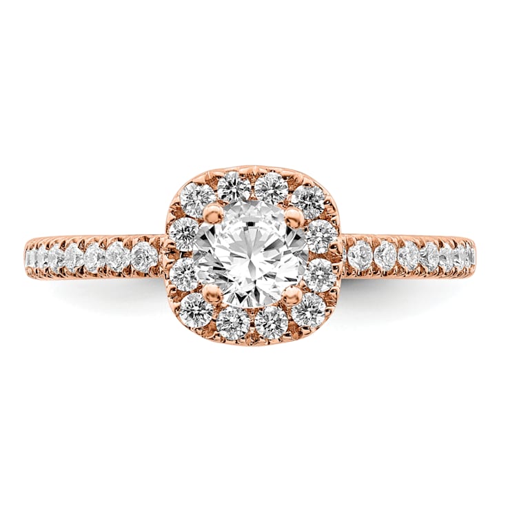 14K Rose Gold Eternal Promise Lab Grown Diamond Halo Complete Ring 0.75ctw