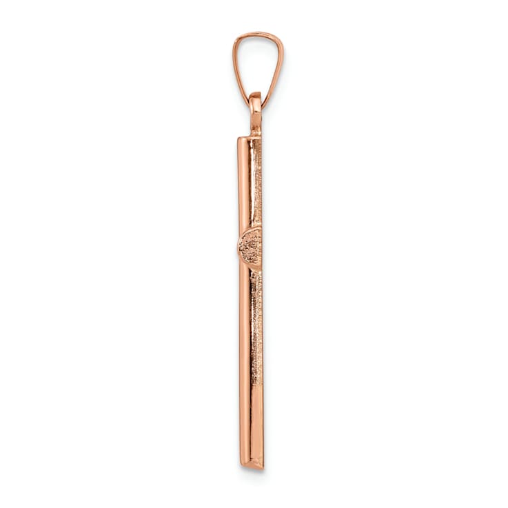 14k Rose Gold Brushed and Polished Cross Pendant