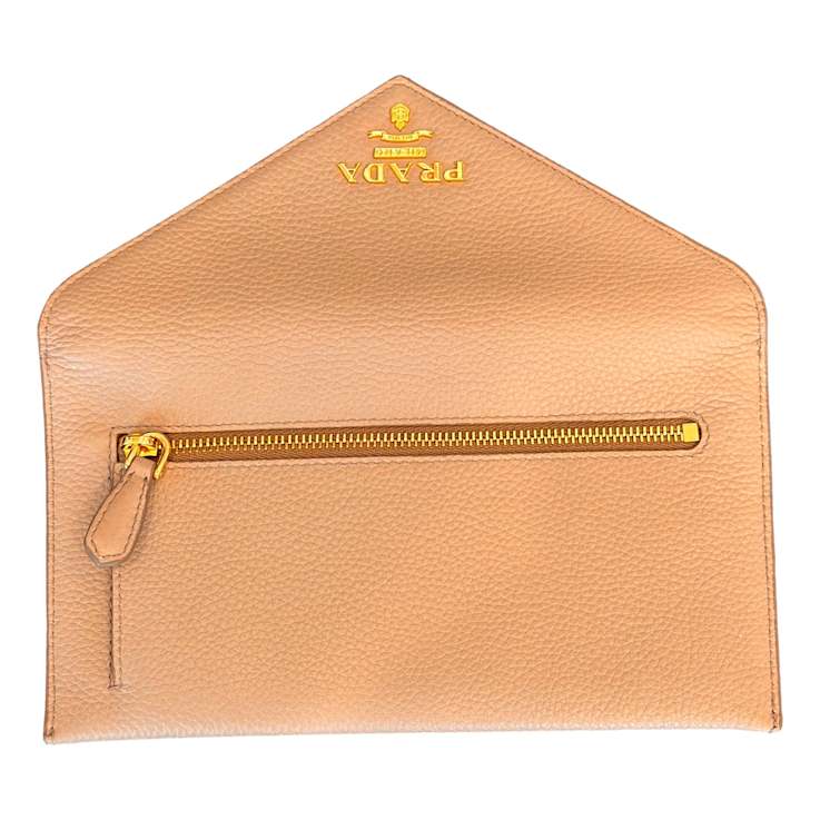 Prada Beige Vitello Grain Leather Long Envelope Wallet 17JCCA