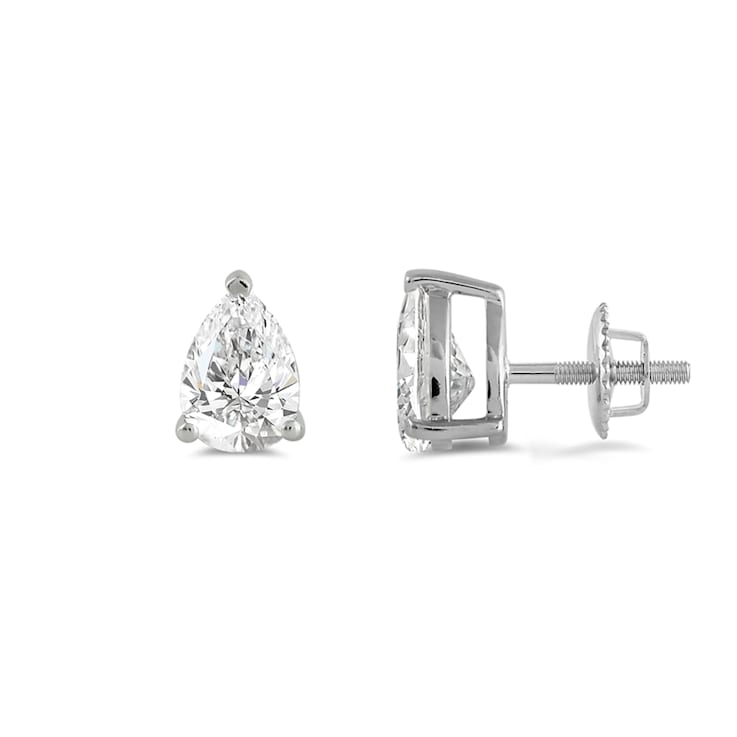White Cubic Zirconia 14k White Gold Studs With Velvet Gift Box 2.00ctw