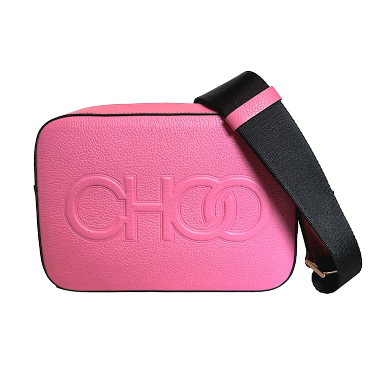 Jimmy Choo Logo Medium Camera Crossbody Bag Peony Pink