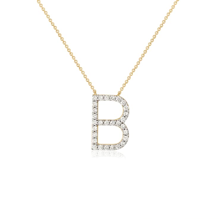 Lab-Grown Diamond Initial B Necklace In 14K Gold Over Sterling Silver 0.50ctw