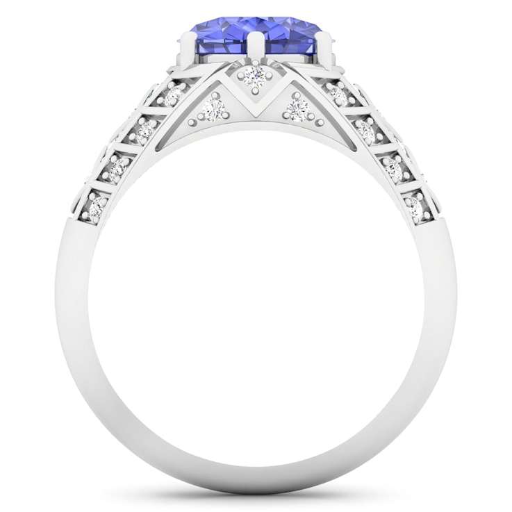 2.63ctw Violet Tanzanite and Diamond 14K White Gold Halo Ring