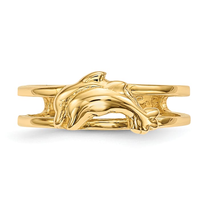 14K Yellow Gold Dolphins Toe Ring