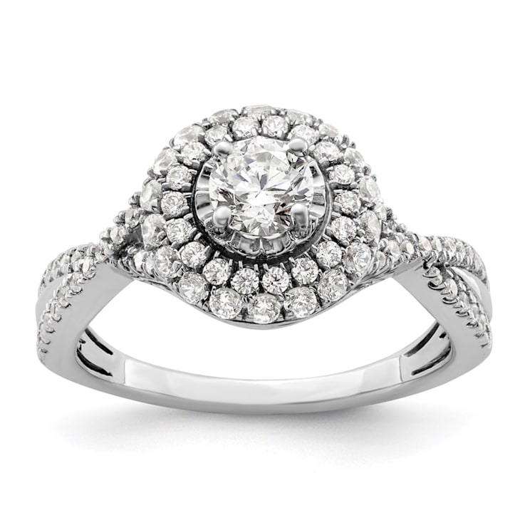 10k White Gold Lab-Grown Diamond Halo Cluster Promise Engagement Ring 10k White Gold Lab-Grown Diamond Halo Cluster Promise Engagement Ring