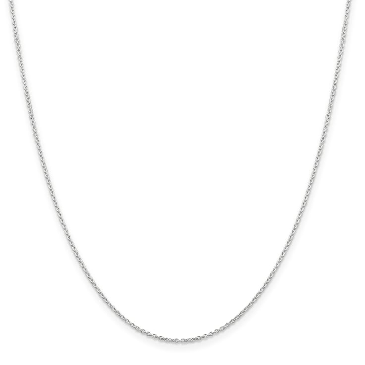 Rhodium Over Sterling Silver 1.25mm Cable Chain with 2 Inch Extension Necklace