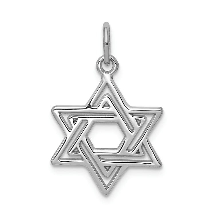 Rhodium Over 14k White Gold Star of David Charm