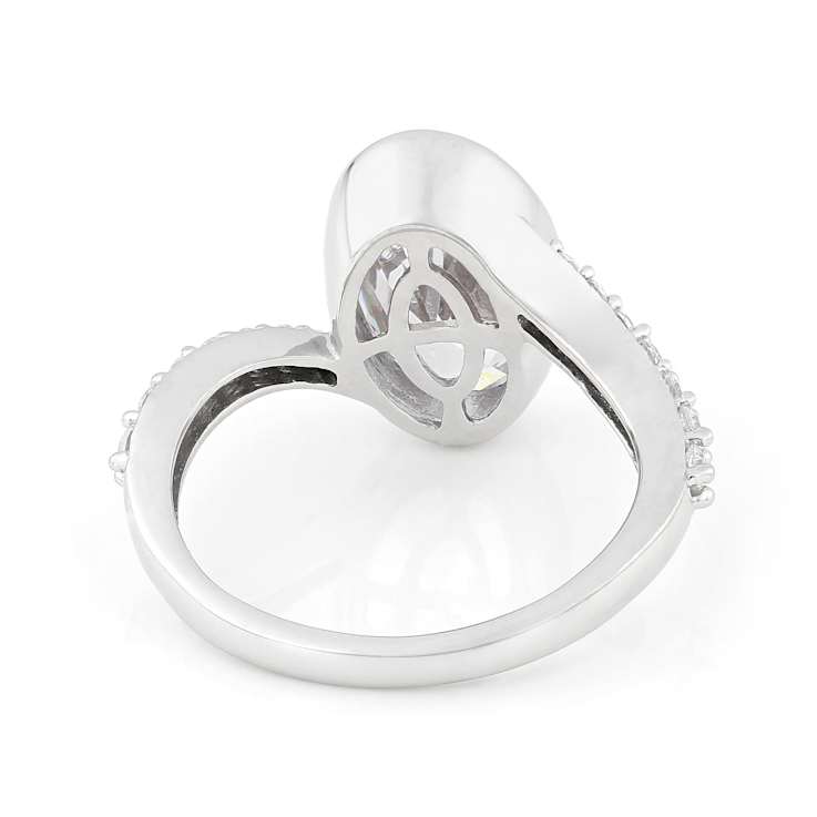 Bezel Set Oval CZ Bypass Ring In Sterling Silver