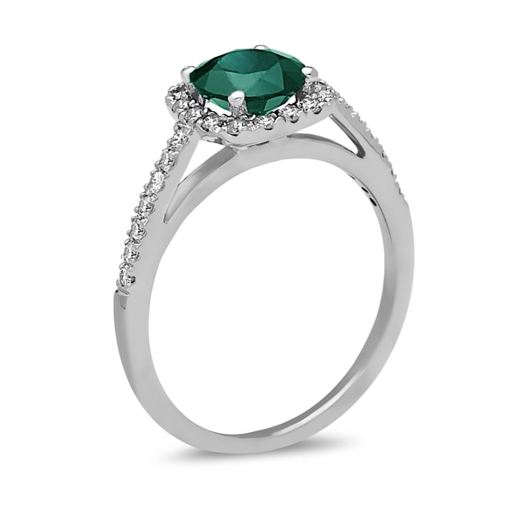 1.20ctw Emerald and Diamond Engagement Ring in 14k White Gold