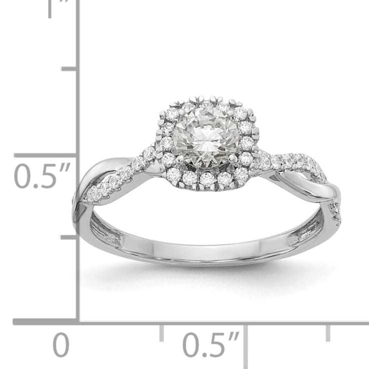 Rhodium Over 14K White Gold Eternal Promise Lab Grown Diamond Halo Ring 0.62ctw