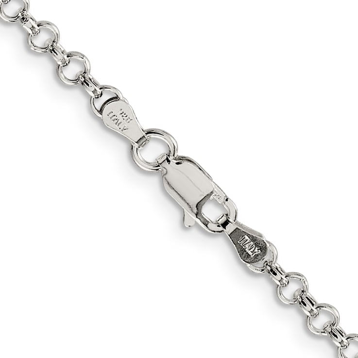Sterling Silver 3mm Semi-solid Rolo Chain Bracelet