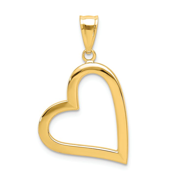 14k Yellow Gold Polished 3D Crooked Heart Pendant