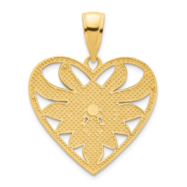 14k Yellow Gold Fancy Heart Pendant