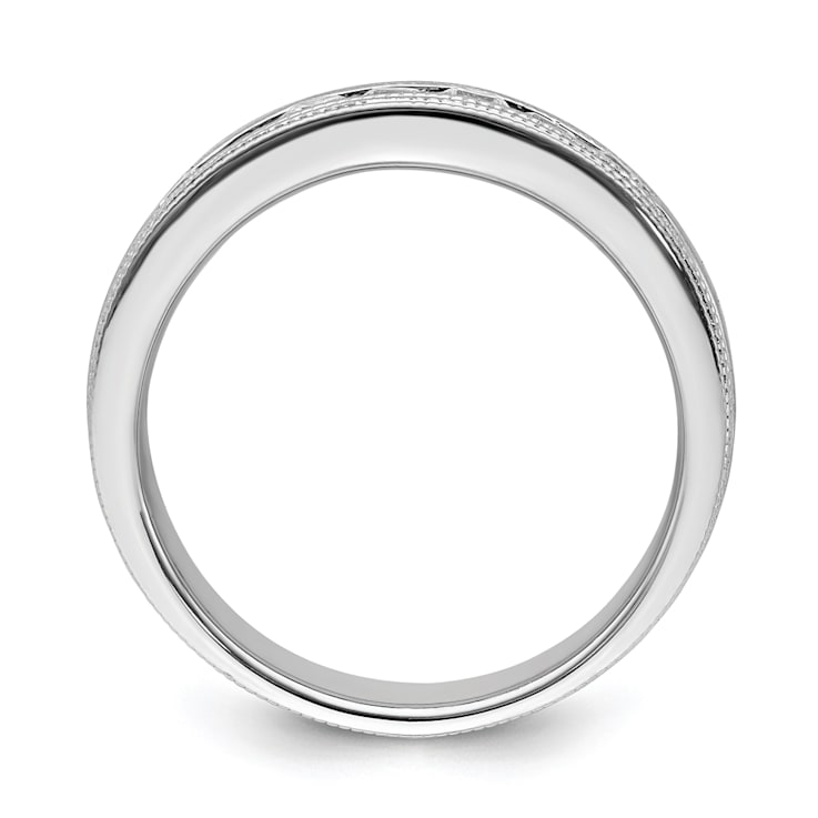Rhodium Over 14K White Gold Lab Grown Diamond SI1/SI2, G H I, Polish and
Satin Men's Ring