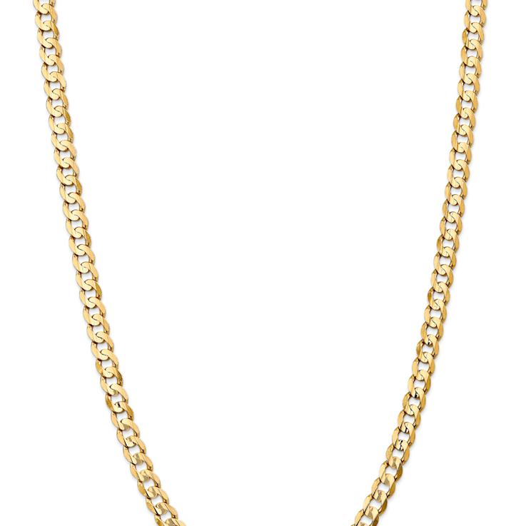 14k Yellow Gold 6.75mm Solid Open Concave Curb 22 Inch Chain