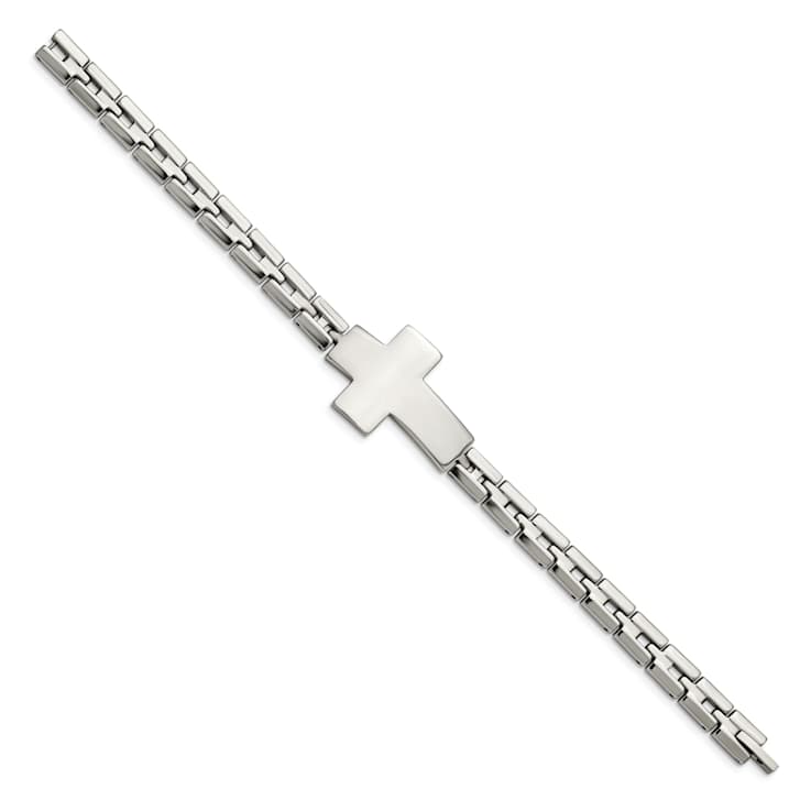 Stainless Steel Polished Cross Bracelet