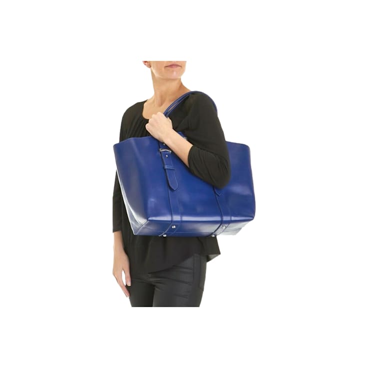 Alexander McQueen Large Leather Legend Tote Bag with Bonus Pouch in Blue