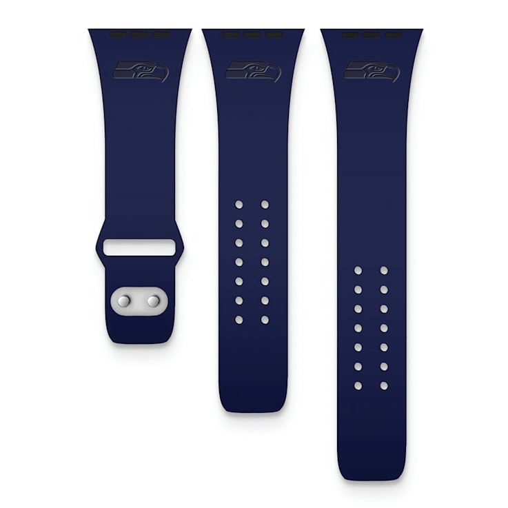 Gametime Seattle Seahawks Navy Debossed Silicone Apple Watch Band
(38/40mm M/L). Watch not included.