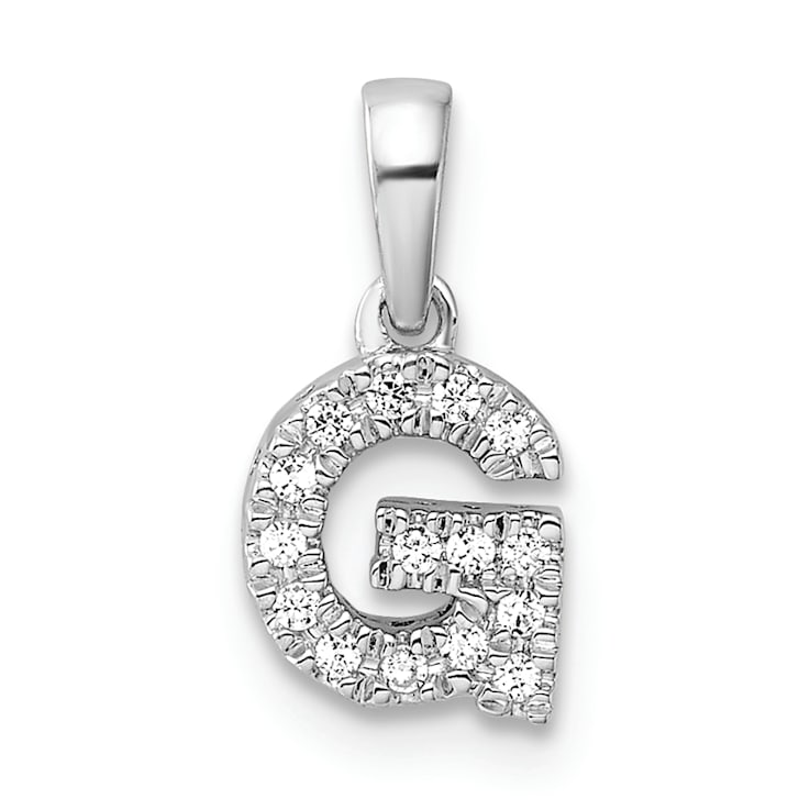 14K White Gold Diamond Letter G Initial with Bail Pendant