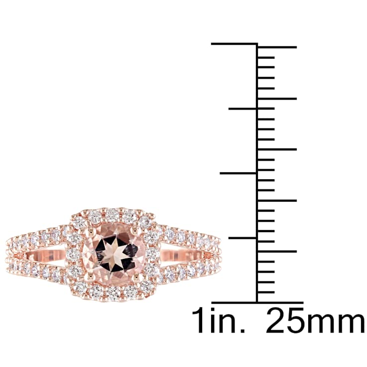 Morganite and Diamond 14K Rose Gold Bridal Ring 1.33ctw