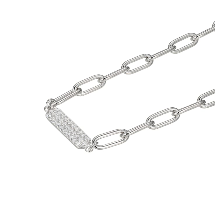 White Cubic Zirconia Platineve® Paperclip Necklace 1.24ctw