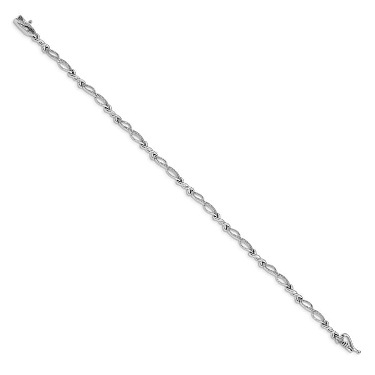 Rhodium Over 10k White Gold Diamond Bracelet