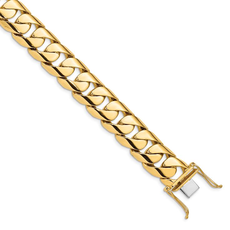 14K Two-tone Gold 15.4mm Hand-polished Rounded Curb Link Bracelet