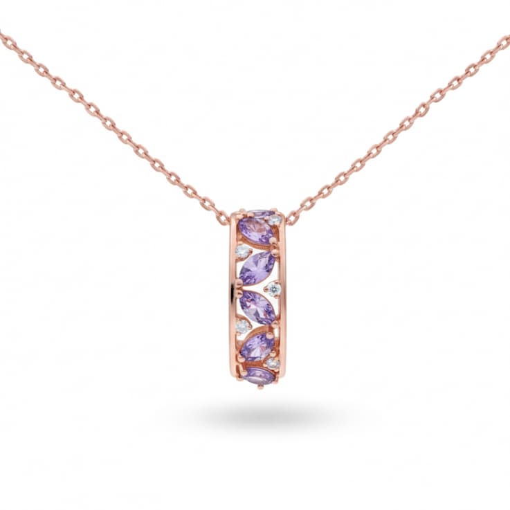 Natural Purple Amethyst 14K Rose Gold Over Sterling Silver Pear Shape
Pendant with Chain