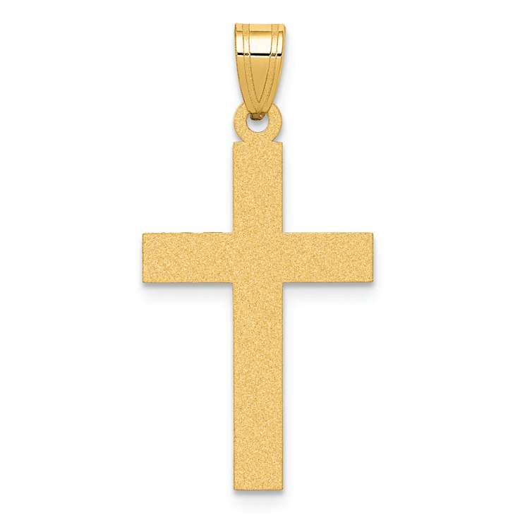 14k Yellow Gold Sandblasted Cross Pendant