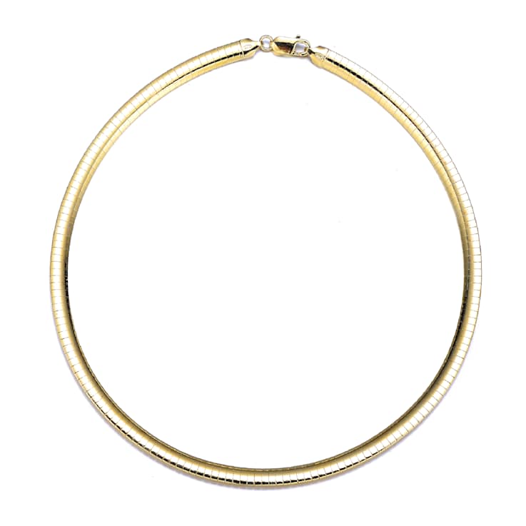 Polished Omega Necklace In 14K Gold Over Sterling Silver